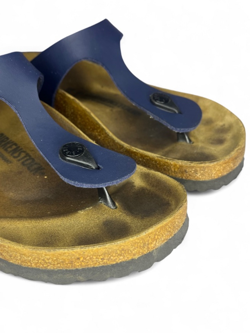 Birkenstock Navy Cork Footbed Slide Sandals - Picture 3 of 10